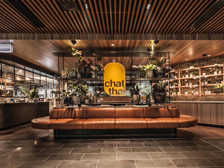 Circular Quay lobby with leather seating and Chat Thai signage