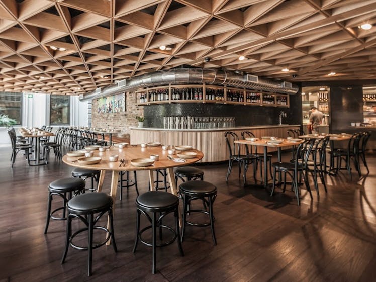 Circular Quay interior with curved timber ceiling and display counter
