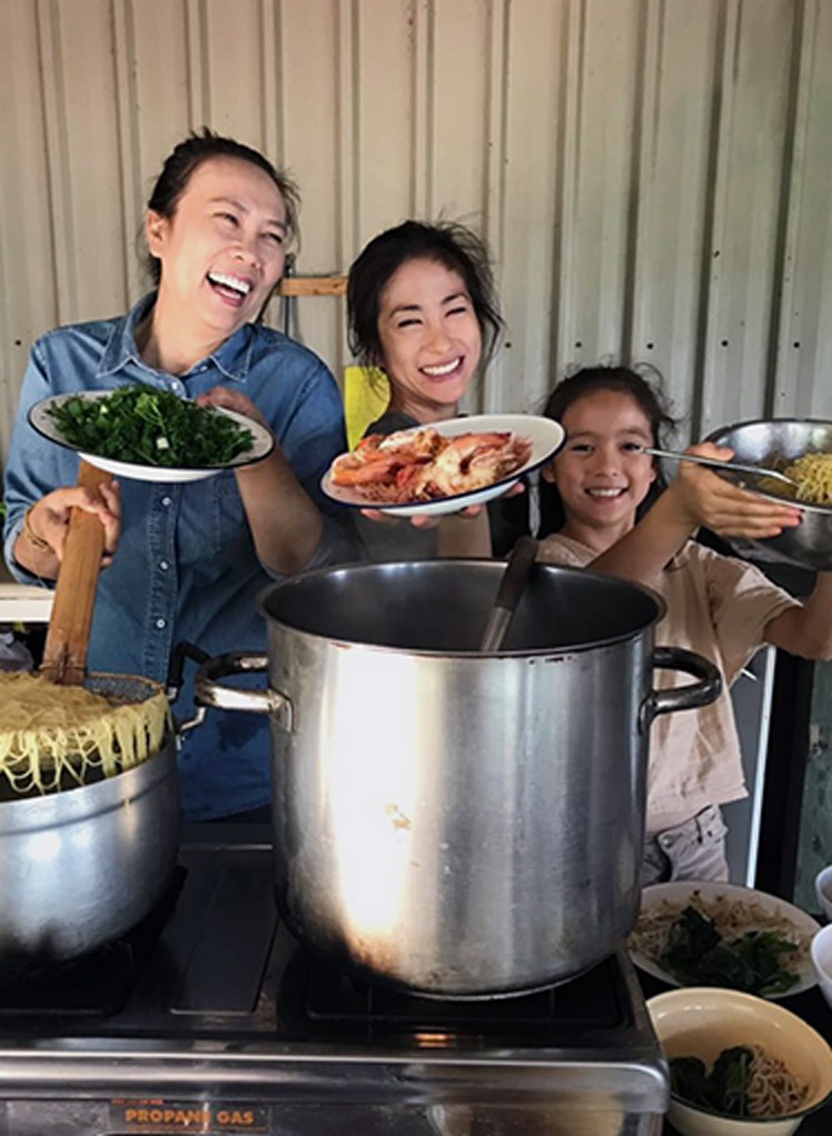 The Chanta family cooking with Boon Luck Farm produce