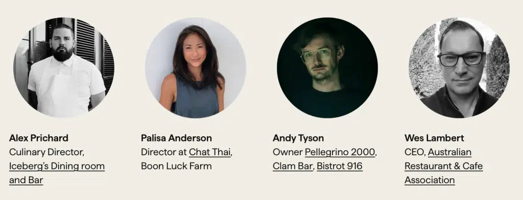 Portraits of the panellists: Alex Prichard, Palisa Anderson, Andy Tyson and Wes Lambert